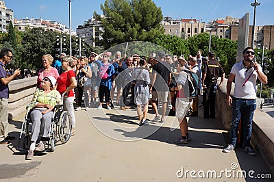 Tourists Looking at Sagrada Familia Editorial Stock Photo