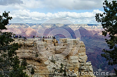 Tourists at Mather Point, Grand Canyon Stock Photo