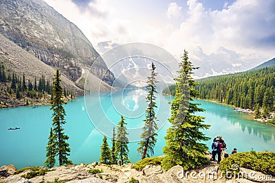 Moraine Lake, Banff National Park, Alberta, Canada Editorial Stock Photo