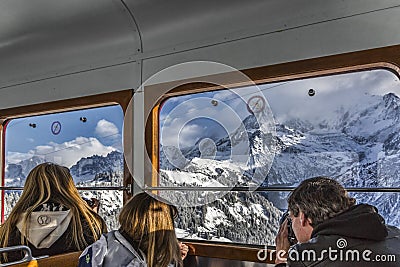 Tourists in Mountains Editorial Stock Photo
