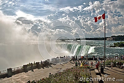 Tourists at Niagara Horseshoe Falls Editorial Stock Photo