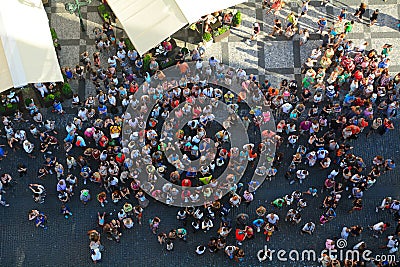 Tourists in the Old City, Prague, Czech Republic Editorial Stock Photo