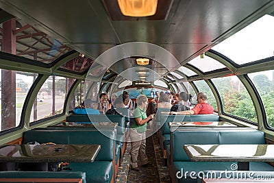 Tourists in the Panama Railway train Editorial Stock Photo