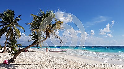 Tourists on Paradise Beach, Tulum Editorial Stock Photo