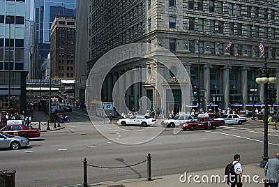Chicago - Michigan and Adams Street Intersection Editorial Stock Photo