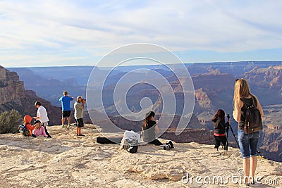 Tourists and photographers in Grand Canyon National Park October 2016 Editorial Stock Photo