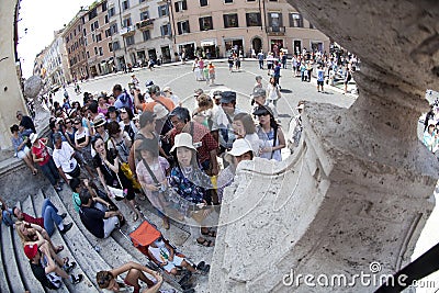 Tourists at Piazza Spagna Rome Italy Editorial Stock Photo