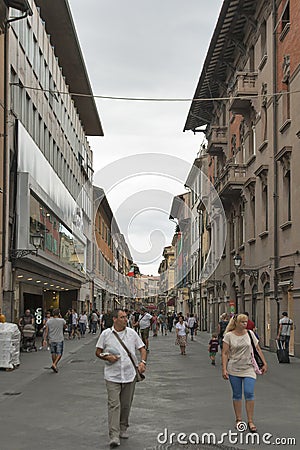 Tourists on the Pisa narrow streets Editorial Stock Photo