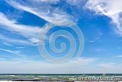 Tourists playing in Baltic sea during summer vacations Editorial Stock Photo