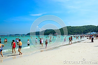 Tourists playing at Beach, koh lan, Thailand Editorial Stock Photo