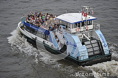 Tourists on a Pleasure Boat, Hamburg, Germany Editorial Stock Photo