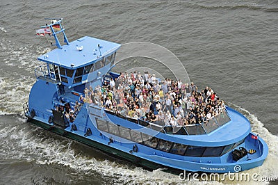 Tourists on a Pleasure Boat, Hamburg, Germany Editorial Stock Photo