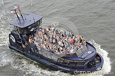Tourists on a Pleasure Boat, Hamburg, Germany Editorial Stock Photo