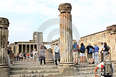 Tourists in Pompei, Tempio di Venere, Italy Editorial Stock Photo