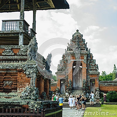 Tourists in Pura Taman Ayun Temple Editorial Stock Photo