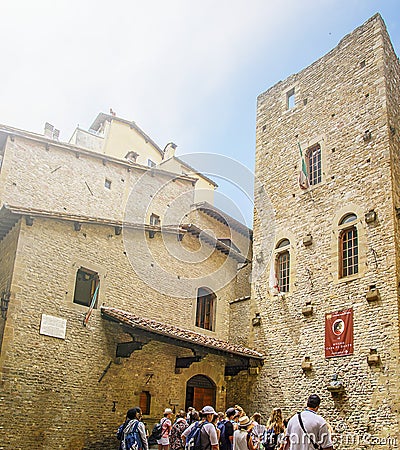 Tourists queued up waiting to enter the museum house of Dante Alighieri in Florence Editorial Stock Photo