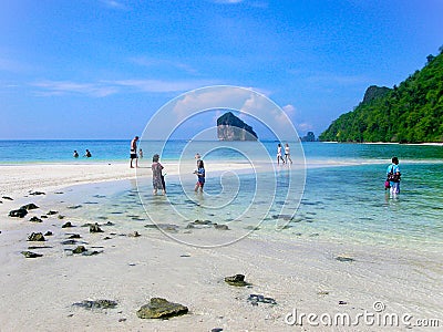 Tourists relaxing and swimming at Koh Tup, Krabi, andaman sea, Thailand Editorial Stock Photo