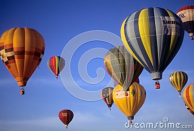 Tourists ride hot air ballons Editorial Stock Photo
