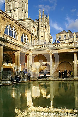 Tourists at the Roman Baths Editorial Stock Photo