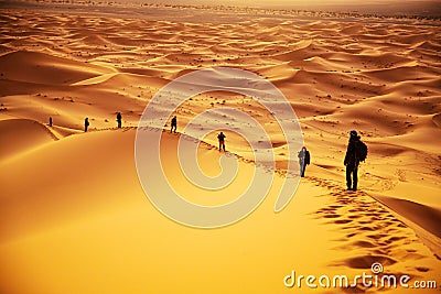 Tourists in Sahara Editorial Stock Photo