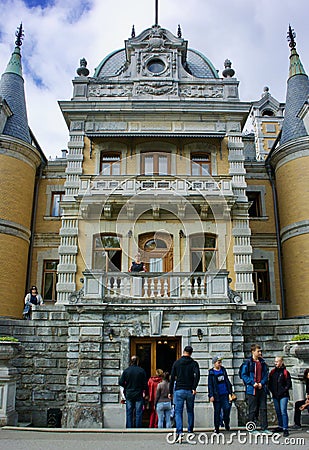 Tourists sightsee in the former royal Masandra Palace and in the adjacent park Editorial Stock Photo