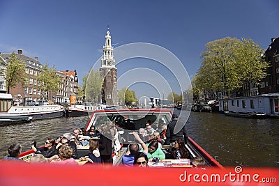 Tourists on sightseeing cruise, Amsterdam, Holland Editorial Stock Photo