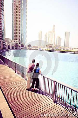 Tourists Sightseeing In Dubai Stock Photo