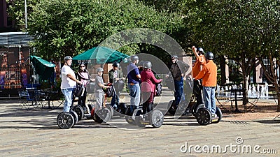 Tourists sightseeing on a Segway tour Editorial Stock Photo