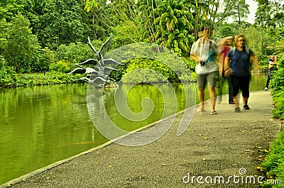 Tourists at Singapore Botanic Gardens Editorial Stock Photo