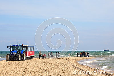 Tourists at Skagen seashore Editorial Stock Photo