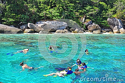 Tourists snorkeling at Skull Island Editorial Stock Photo