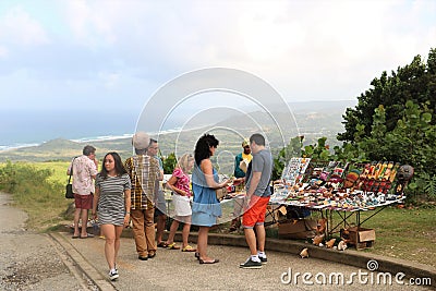 Tourists at the Cherry Tree Hill, Barbados Editorial Stock Photo