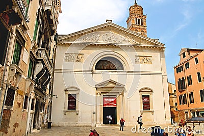 Tourists on the square near Church Santa Maria Gloriosa Editorial Stock Photo