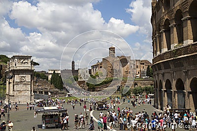 Tourists in the heart of Rome, Italy Editorial Stock Photo