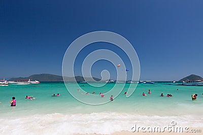 Tourists swimming in the blue sea at Phuket ,Thailand. Editorial Stock Photo