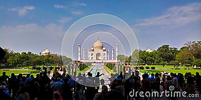 Tourists at Taj Mahal Editorial Stock Photo