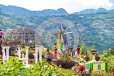 Tourists taking commemorative photos at Sirao Garden, Cebu city , Philippines Editorial Stock Photo