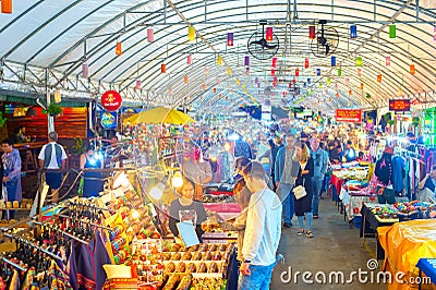 Tourists Thailand asian night market Editorial Stock Photo