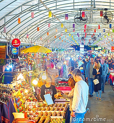 Tourists Thailand asian night market Editorial Stock Photo