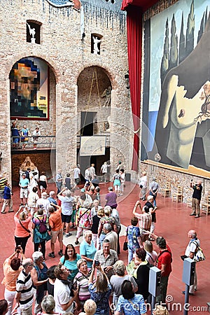 Tourists in Theatre Museum of Salvador Dali in Figueras Editorial Stock Photo