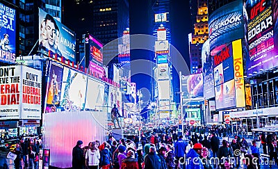 Tourists in Times Square Editorial Stock Photo