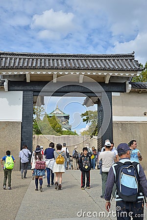 Tourists travelling at Osaka Castle Editorial Stock Photo