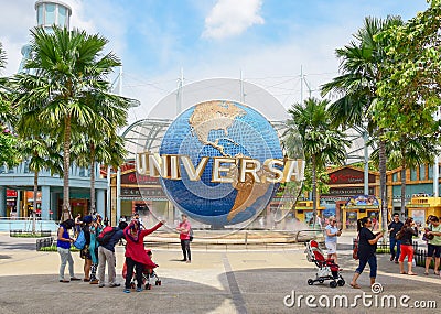 Tourists in Universal Studios Singapore Editorial Stock Photo