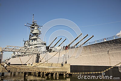 Tourists on USS WIsconsin battleship Editorial Stock Photo