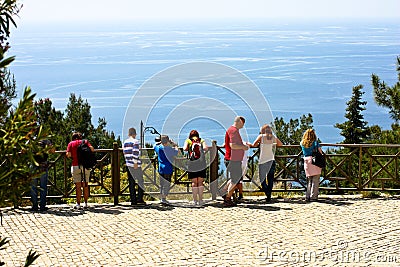 Tourists on viewing platform. Alanya Editorial Stock Photo