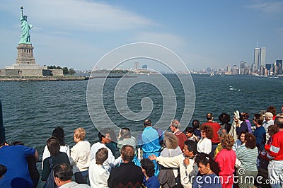 Tourists viewing Statue of Liberty Editorial Stock Photo