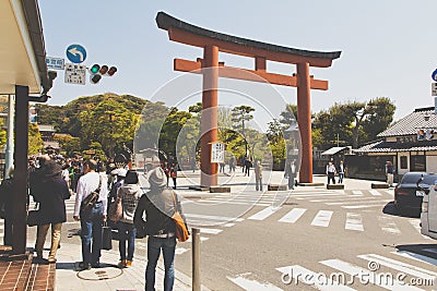 Tourists visit Kamakura Temple Editorial Stock Photo