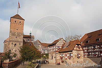 Tourists visiting castle of Nuremberg Editorial Stock Photo