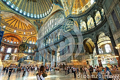 Tourists visiting the Hagia Sophia in Istanbul, Turkey Editorial Stock Photo