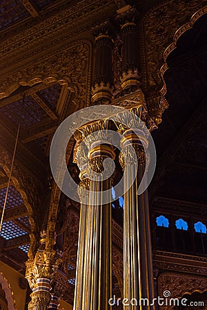 Tourists visiting the Interiors of the historic grand Mysore palace also called Amba Vilas palace Editorial Stock Photo